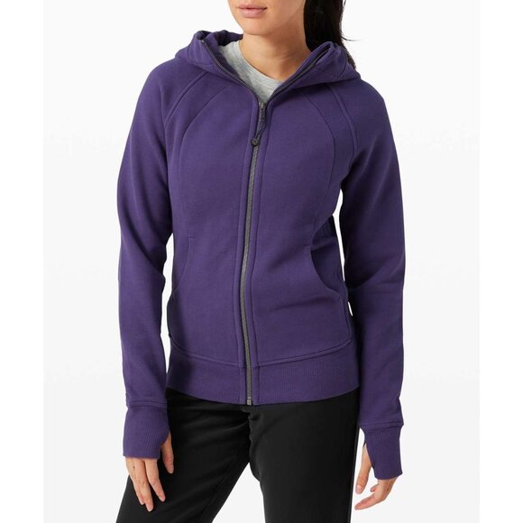 Lululemon Size 8 Purple Light Cotton Fleece Full-Zip Scuba Hoodie Sweatshirt - Picture 1 of 16